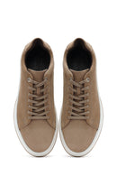 Men's Beige Lace-Up Nubuck Leather Sneaker | Derimod Men's Beige Lace-Up Nubuck Leather Sneaker | Derimod