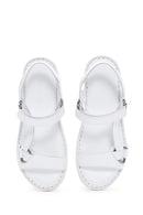 Kadın Beyaz Deri Comfort Sandalet | Derimod Kadın Beyaz Deri Comfort Sandalet | Derimod