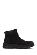 Men's Black Lace-Up Zipper Nubuck Leather Casual Boot | Derimod Men's Black Lace-Up Zipper Nubuck Leather Casual Boot | Derimod