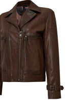 Paloma Women's Brown Double-Breasted Collar Oversize Leather Coat | Derimod Paloma Women's Brown Double-Breasted Collar Oversize Leather Coat | Derimod
