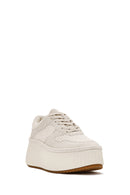 Women's Beige Lace-Up Thick-Sole Knitted Sneakers | Derimod Women's Beige Lace-Up Thick-Sole Knitted Sneakers | Derimod