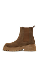 Women's Tan Suede Leather Chelsea Boots | Derimod Women's Tan Suede Leather Chelsea Boots | Derimod