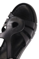 Kadın Siyah Bilekten Bantlı Dolgu Topuklu Deri Comfort Sandalet | Derimod Kadın Siyah Bilekten Bantlı Dolgu Topuklu Deri Comfort Sandalet | Derimod