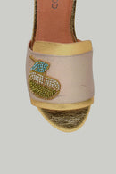 Bead Embroidered Gold Women's Slippers | Derimod Bead Embroidered Gold Women's Slippers | Derimod