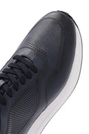 Erkek Lacivert Bağcıklı Kalın Tabanlı Deri Sneaker | Derimod Erkek Lacivert Bağcıklı Kalın Tabanlı Deri Sneaker | Derimod