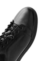 Erkek Siyah Bağcıklı Deri Sneaker | Derimod Erkek Siyah Bağcıklı Deri Sneaker | Derimod