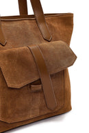 Woman Tan Long-Strap Suede Shoulder Bag | Derimod Woman Tan Long-Strap Suede Shoulder Bag | Derimod