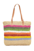 Women's Multicolored Straw Shoulder Bag | Derimod Women's Multicolored Straw Shoulder Bag | Derimod