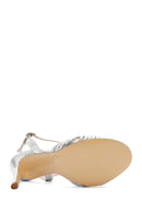 Women's Silver Leather Thin Heel Sandals | Derimod Women's Silver Leather Thin Heel Sandals | Derimod