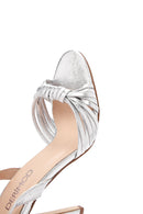 Women's Silver Leather Thin Heel Sandals | Derimod Women's Silver Leather Thin Heel Sandals | Derimod