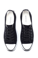 Kadın Siyah Kalın Tabanlı Kumaş Sneaker | Derimod Kadın Siyah Kalın Tabanlı Kumaş Sneaker | Derimod
