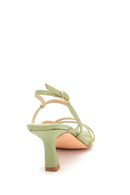 Women's Green Printed Heeled Sandals | Derimod Women's Green Printed Heeled Sandals | Derimod