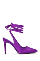Women's Purple Ankle Strap Satin Heeled Shoes | Derimod Women's Purple Ankle Strap Satin Heeled Shoes | Derimod