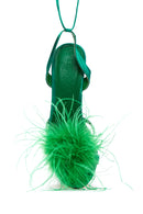 Women's Green Furry Heeled Sandals | Derimod Women's Green Furry Heeled Sandals | Derimod