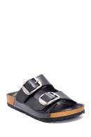 Women's Black Double Buckle Slippers | Derimod Women's Black Double Buckle Slippers | Derimod