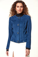 Luna Women's Suede Leather Jacket | Derimod Luna Women's Suede Leather Jacket | Derimod
