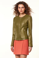 Florence Women's Leather Jacket | Derimod Florence Women's Leather Jacket | Derimod