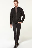 Neymar Men's Black Suede Leather Jacket | Derimod Neymar Men's Black Suede Leather Jacket | Derimod