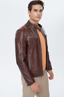 Kobe Men's Brown Emblem Slim-Fit Sports Coat | Derimod Kobe Men's Brown Emblem Slim-Fit Sports Coat | Derimod