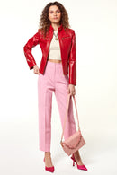 Alicia Women's Red Leather Coat | Derimod Alicia Women's Red Leather Coat | Derimod