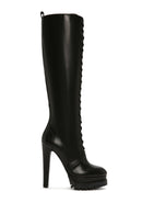 Women's Black Platform High Heel Leather Boots | Derimod Women's Black Platform High Heel Leather Boots | Derimod
