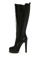 Women's Black Platform High Heel Leather Boots | Derimod Women's Black Platform High Heel Leather Boots | Derimod