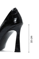Women's Black Crocodile Leather Heeled Shoes | Derimod Women's Black Crocodile Leather Heeled Shoes | Derimod