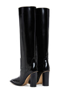Women's Black Leather High Heel Boots | Derimod Women's Black Leather High Heel Boots | Derimod