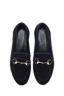 Women's Navy Blue Suede Leather Loafer | Derimod Women's Navy Blue Suede Leather Loafer | Derimod