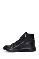 Men's Black Zippered Leather Flat Boots | Derimod Men's Black Zippered Leather Flat Boots | Derimod