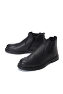 Men's Black Leather Zippered Classic Boots | Derimod Men's Black Leather Zippered Classic Boots | Derimod