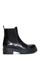 Women's Black Crocodile Thick Soled Chelsea Boots | Derimod Women's Black Crocodile Thick Soled Chelsea Boots | Derimod