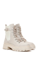 Women's Beige Zippered Boots | Derimod Women's Beige Zippered Boots | Derimod