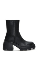 Women's Black Thick Soled Zippered Boots | Derimod Women's Black Thick Soled Zippered Boots | Derimod