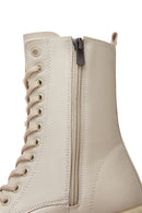 Women's Beige Zippered Heeled Boots | Derimod Women's Beige Zippered Heeled Boots | Derimod