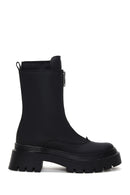 Women's Black Zippered Flat Boots | Derimod Women's Black Zippered Flat Boots | Derimod