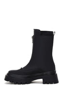 Women's Black Zippered Flat Boots | Derimod Women's Black Zippered Flat Boots | Derimod