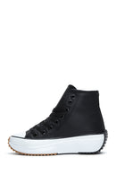 Women's Black Thick Sole High Top Sneaker | Derimod Women's Black Thick Sole High Top Sneaker | Derimod