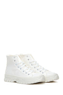 Women's White High Top Sneaker | Derimod Women's White High Top Sneaker | Derimod