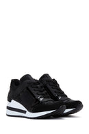 Women's Black Wedge Heeled Sneaker | Derimod Women's Black Wedge Heeled Sneaker | Derimod