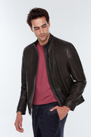 Coutinho Men's Black Leather Jacket | Derimod Coutinho Men's Black Leather Jacket | Derimod