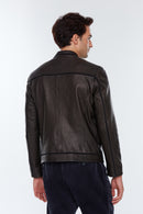 Coutinho Men's Black Leather Jacket | Derimod Coutinho Men's Black Leather Jacket | Derimod