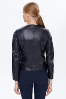 Helen Women's Black Leather Jacket | Derimod Helen Women's Black Leather Jacket | Derimod