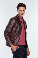 Tom Men's Leather Coat | Derimod Tom Men's Leather Coat | Derimod