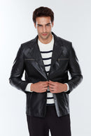 Frank Men's Black Leather Jacket | Derimod Frank Men's Black Leather Jacket | Derimod