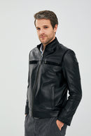 Martin Men's Black Leather Jacket | Derimod Martin Men's Black Leather Jacket | Derimod