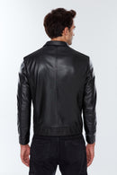 Timmoty Men's Black Leather Jacket | Derimod Timmoty Men's Black Leather Jacket | Derimod