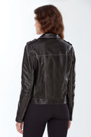 Benefit Women's Black Leather Jacket | Derimod Benefit Women's Black Leather Jacket | Derimod