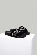 Metal Detailed Plush Women's Slippers | Derimod Metal Detailed Plush Women's Slippers | Derimod