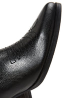 Women's Black Leather Heeled Cowboy Boots | Derimod Women's Black Leather Heeled Cowboy Boots | Derimod